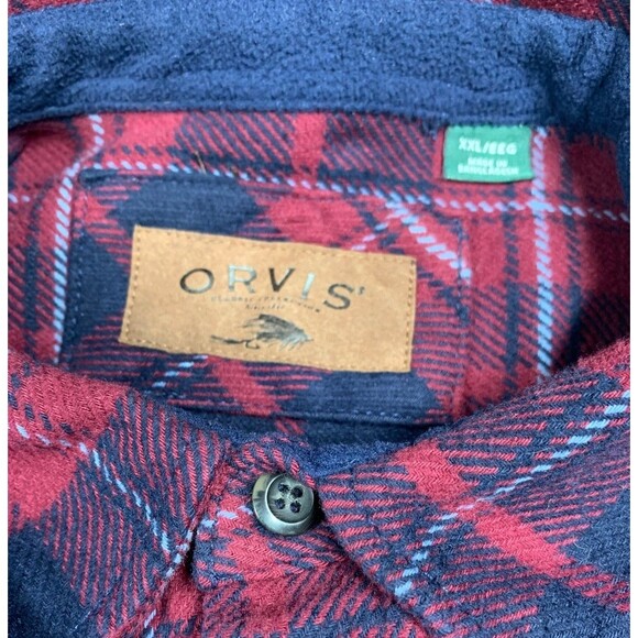 Orvis Heavyweight Flannel Shirt Button Up Shacket Jacket Blue Men's size XXL - Picture 3 of 10